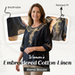 👚 LIMITED-TIME 50% OFF! 💥 Women's Embroidered Cotton-Linen Blend Blouse – Floral Cutouts, Round Neck, Relaxed Fit ✨