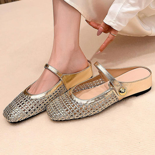 💎 50% OFF! 💎 Women's Woven Square-Toe Mary Jane Mules – Breathable, Cushioned & Effortlessly Chic for Spring/Summer 👠🌿