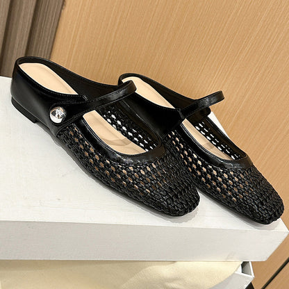 💎 50% OFF! 💎 Women's Woven Square-Toe Mary Jane Mules – Breathable, Cushioned & Effortlessly Chic for Spring/Summer 👠🌿