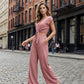 📢📢50% OFF !!!⏰Women's V-Neck Tie-Front Top & Wide-Leg Pants Set
