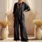 💎 50% OFF! 💎 Women's Two-Piece Loose Fit Outfit – Asymmetrical Top + Wide-Leg Pants, Lightweight & Wrinkle-Resistant 🌸🌿