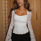 💖LAST DAY SALE 50% OFF!!✨Women's Solid Color T-Shirt with Floral Lace, Split Ruffles and Sheer Sleeves