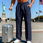 Men's Elastic Waist Drawstring Straight Leg Pants