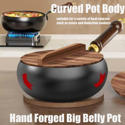 💎 50% OFF! 💎 Uncoated Thick Iron Wok with Lid – Healthy Pure Iron, Family-Sized & Works on All Stovetops 🍳🔥
