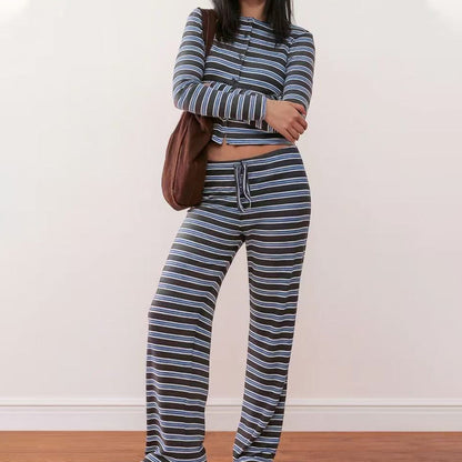 👚 40% OFF FLASH SALE ! ⚡ Women's Striped Knit 2-Piece Set – Soft Stretch Knit Fabric, Classic Striped Pattern, Effortless Matching & Versatile 🧶