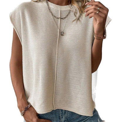 Women's Casual Round Neck Sleeveless Knit Top