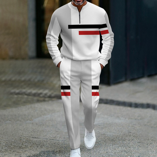 💎 -35% ON MEN'S COLOR-BLOCK TRACKSUIT! 💎 Modern Half-Zip Set, Breathable Polyester & Relaxed Fit for Style and Comfort ✨
