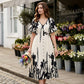 👗 50% OFF NOW! 🌿 Soft Botanical Print V-Neck Midi Dress – Elegant, Lightweight & Versatile for Any Occasion 🌸