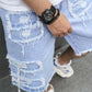 🔥 50% OFF NOW! 👖Men's Ripped Denim Shorts with Frayed Details