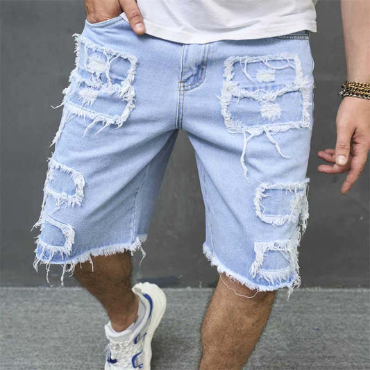 🔥 50% OFF NOW! 👖Men's Ripped Denim Shorts with Frayed Details