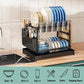💗LAST DAY SALE 26% OFF⚡2-Tier Dish Drying Rack with Drainboard