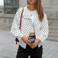 🌺Spring Hot Sale 50% OFF💐Women's Polka Dot Cropped Jacket with Stand Collar