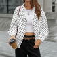 🌺Spring Hot Sale 50% OFF💐Women's Polka Dot Cropped Jacket with Stand Collar