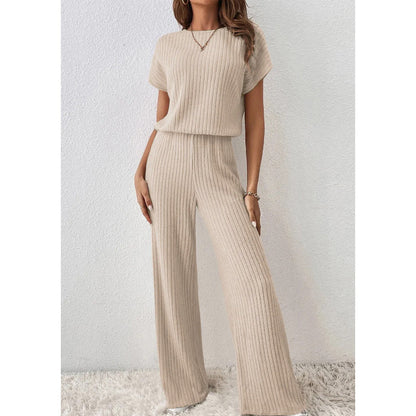 2026 New Arrivals 50% OFF💥Women's Ribbed Knit Top & Wide-Leg Pants Set