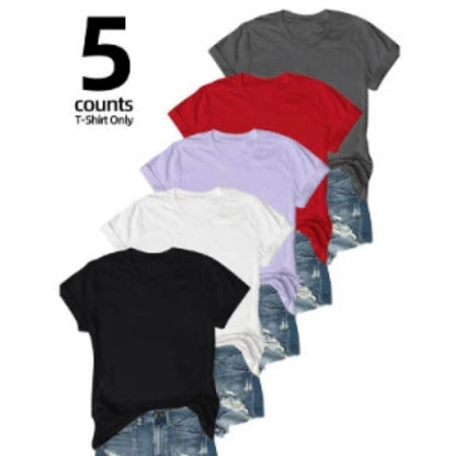 🔥🔥 £4.99 EACH👕 55% OFF NOW! 🔥 5-Pack Versatile Solid Color T-Shirt – Soft Cotton, Breathable & Perfect for Daily Wear 👚
