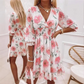 ⏳Limited-time 50% off⏰Women's Floral V-Neck Ruffle Hem A-Line Dress💐👗