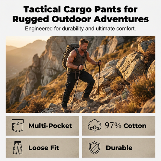👖 40% OFF NOW! 🛠️ Men's Cotton Cargo Tactical Pants – Multi-Pocket, Reinforced Construction & Adjustable Waist 🔧