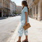 💙Casual Round Neck Layered Tunic Top and Wide Leg Pants Set