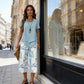 💙Casual Round Neck Layered Tunic Top and Wide Leg Pants Set