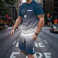 🏖️⏳SUMMER SALE: ONLY ￡16.99!!😎Men's Gradient Color T-Shirt & Shorts Set