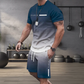 🏖️⏳SUMMER SALE: ONLY ￡16.99!!😎Men's Gradient Color T-Shirt & Shorts Set