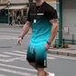 🏖️⏳SUMMER SALE: ONLY ￡16.99!!😎Men's Gradient Color T-Shirt & Shorts Set