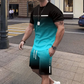 🏖️⏳SUMMER SALE: ONLY ￡16.99!!😎Men's Gradient Color T-Shirt & Shorts Set