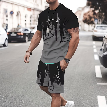 👕 50% OFF NOW! 🔥 Men's Graphic Print T-Shirt & Shorts Set – Soft Fabric, Bold Design & Perfect for Summer Days ☀️