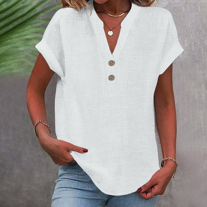 🌸 LIMITED TIME 40% OFF! ✨Women's V-Neck T-Shirt with Button Placket