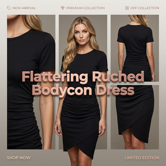 💥Last Day Sale 40% OFF👚Women's Short Sleeve Ruched Bodycon T-Shirt Dress