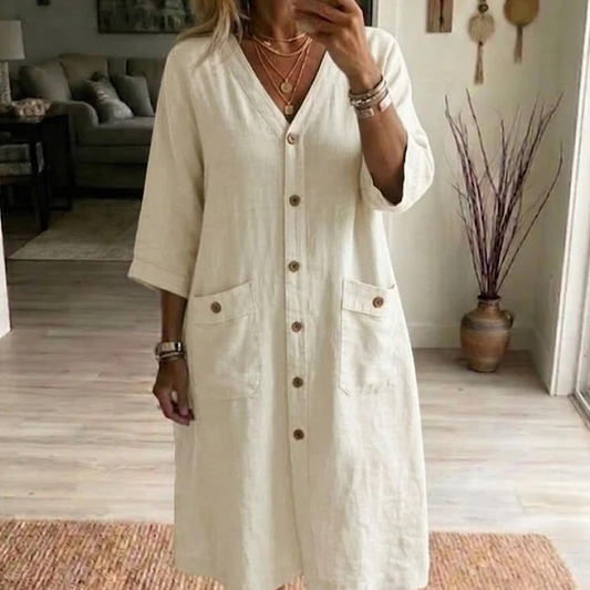 ⏰🔥LIMITED TIME 40% OFF! 💛Women's Casual V-Neck Midi Dress