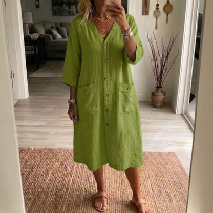 ⏰🔥LIMITED TIME 40% OFF! 💛Women's Casual V-Neck Midi Dress