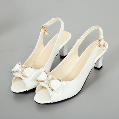 👡 FLASH SALE: 50% OFF! ✨ Women's Elegant Peep-Toe Slingback Sandals – Mid-Heel, Bow Detail & Adjustable Strap 💃