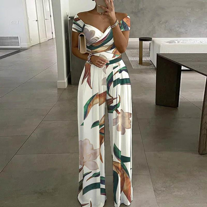 🔥💐LAST DAY SALE 40%OFF!!💕Women's Elegant Off-Shoulder Wide-Leg Jumpsuit