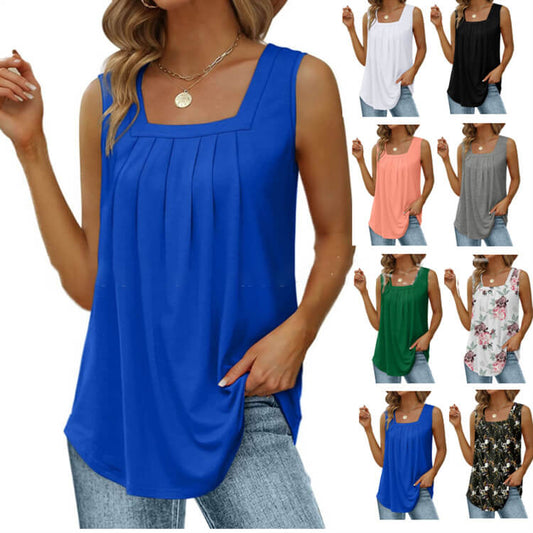 📢📢50% OFF !! ⏰Women's Square Neck Sleeveless Vest T-Shirt