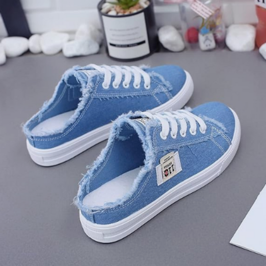 👟 50% OFF NOW! 👖 Women's Denim Mule Trainers – Easy Slip-On, Comfortable Sole & Perfect for a Casual Summer Look ☀️