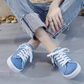 👟✨ LIMITED TIME 50% OFF! Women’s Frayed Denim Mule Sneakers – Easy Slip On Design, Platform Sole and Effortless Casual Style