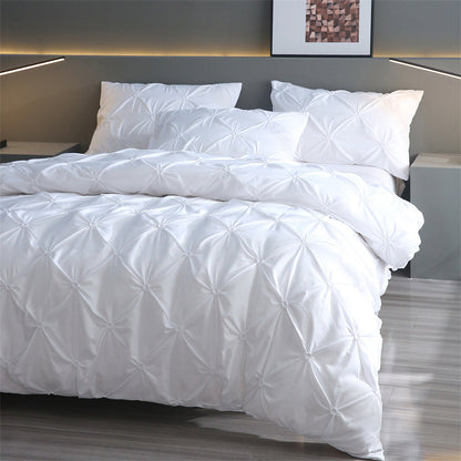 Elegant Pleated Duvet Cover Set – Hidden Zip, Machine-Washable & Fade-Resistant (Includes Matching Pillowcases)