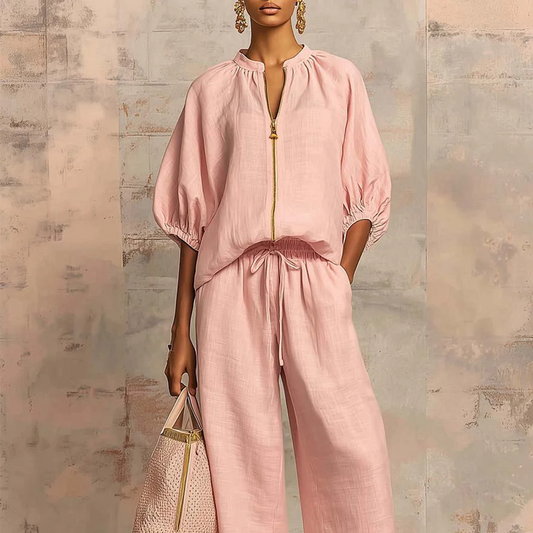 🔥2026 HOT SALE🔥🥰Women's Solid Color 2-Piece Casual Tracksuit Set