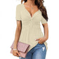 🔥LAST DAY 50% OFF ☀️🛍️Women's Short Sleeve V-Neck Twist Front Tunic Top
