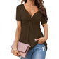 🔥LAST DAY 50% OFF ☀️🛍️Women's Short Sleeve V-Neck Twist Front Tunic Top