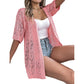 Women's Short Sleeve Hollow-Out Knit Cardigan