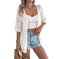 Women's Short Sleeve Hollow-Out Knit Cardigan