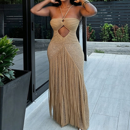 Women's Sexy Cutout Fringe Beach Dress