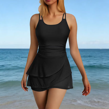 ⏰🔥50% OFF! 👙 Double Strap Ruched Skirted Swimsuit – Flattering, Comfortable & Perfect for Summer Vacations 🌊✨