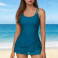 ⏰🔥50% OFF! 👙 Double Strap Ruched Skirted Swimsuit – Flattering, Comfortable & Perfect for Summer Vacations 🌊✨