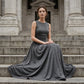 Women's Elegant Ruched Waist Dress with Pockets