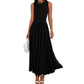 Women's Elegant Ruched Waist Dress with Pockets
