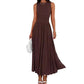 Women's Elegant Ruched Waist Dress with Pockets