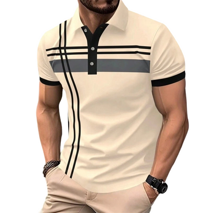 👔 LIMITED-TIME 50% OFF! ✨ Men's Striped Top – Short Sleeve, Collared ✨